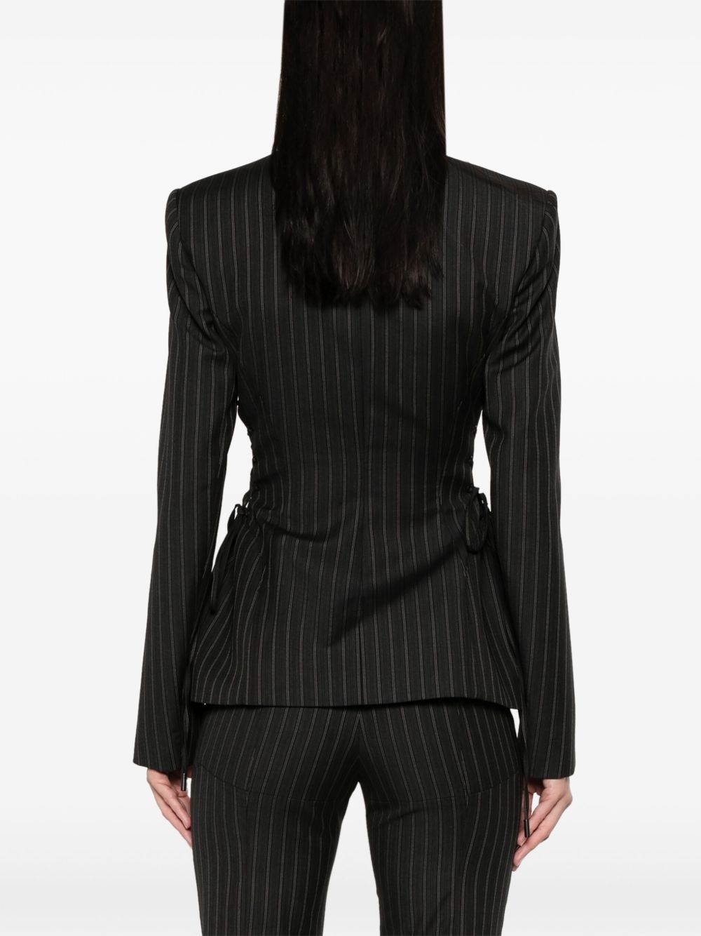 pinstripe sculptural jacket - 4