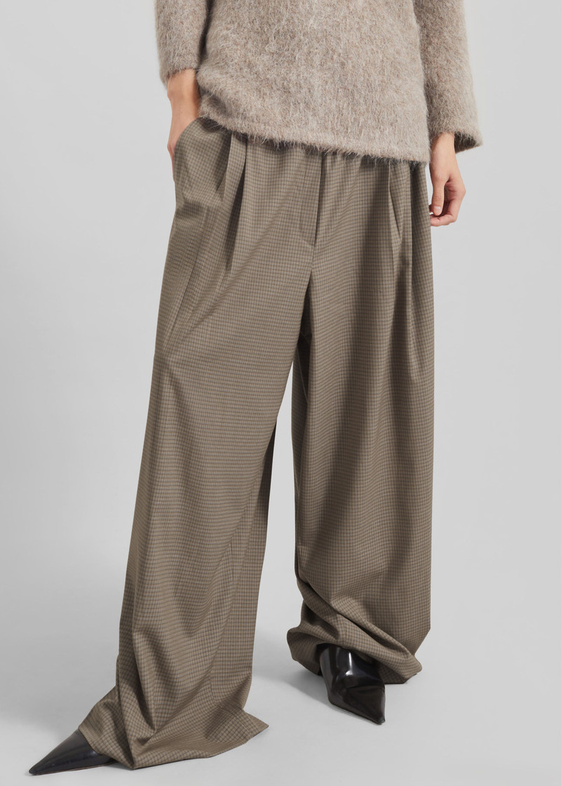 Gistel Pleated Pants - Beige Plaid 7