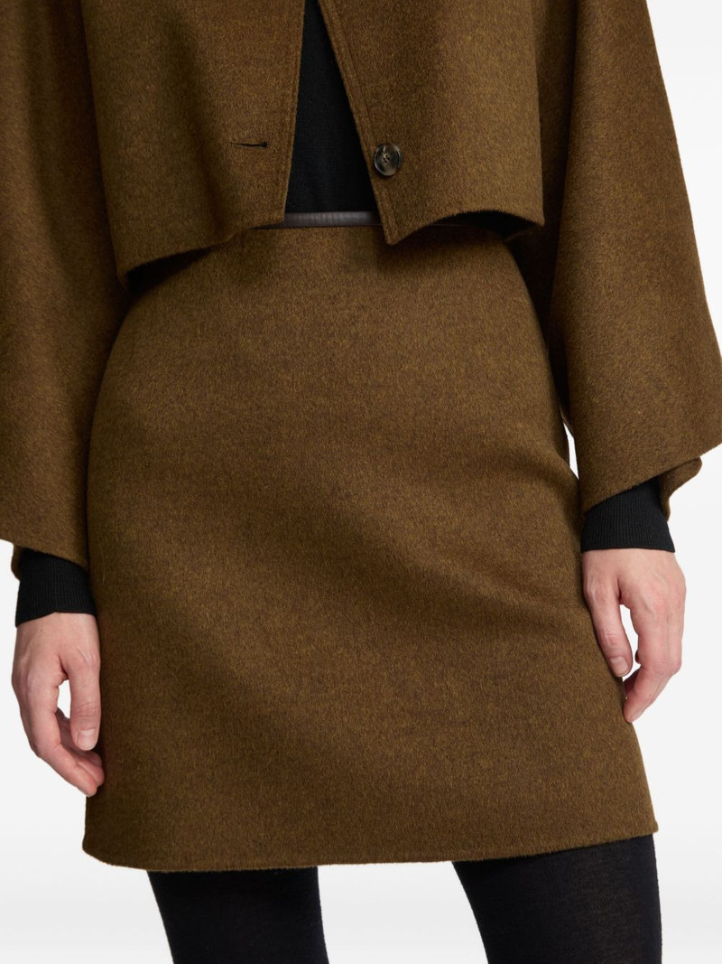 leather-trimmed wool-cashmere blend mini skirt 4