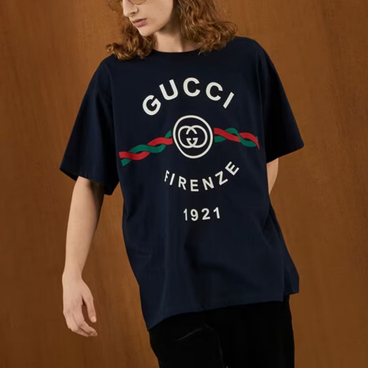 Gucci Firenze Print Tee 'Navy' 616036-XJD7T-4795 - 3