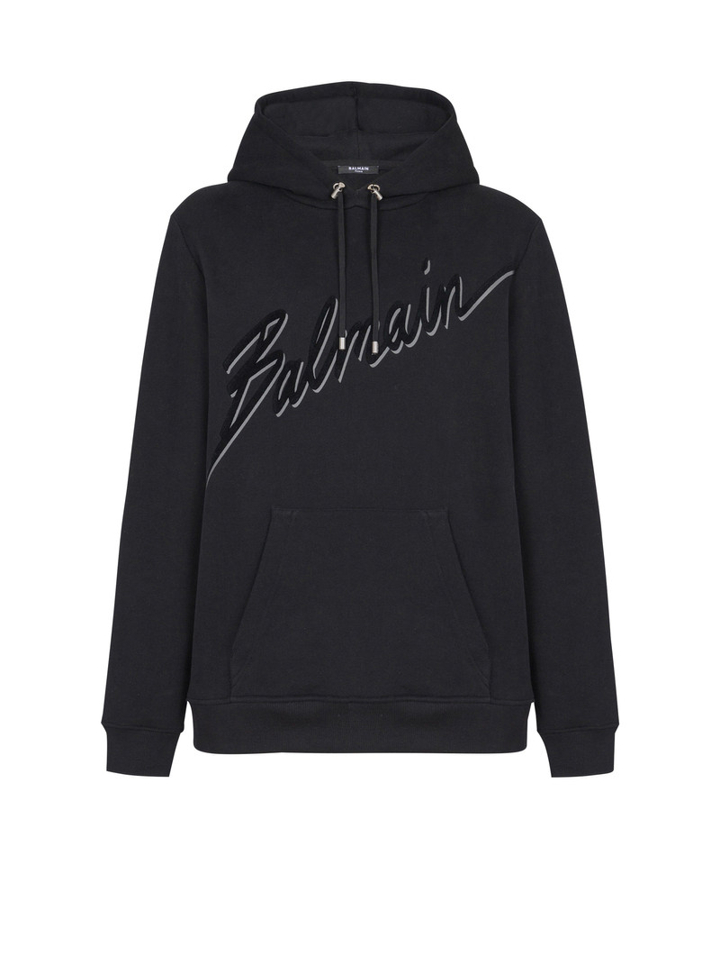 Flocked Balmain Letter hoodie 1