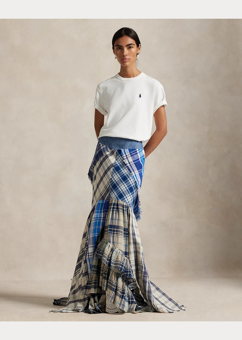 Patchwork Plaid Scarf Skirt 2