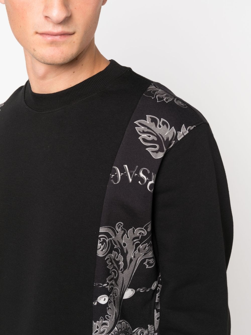 baroque-print panel sweatshirt - 5