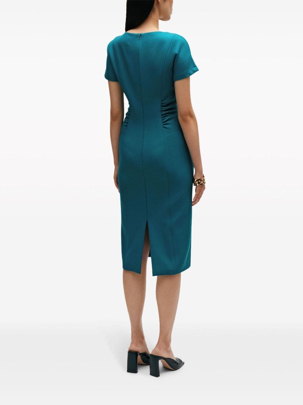 short-sleeve ruched midi dress - 3