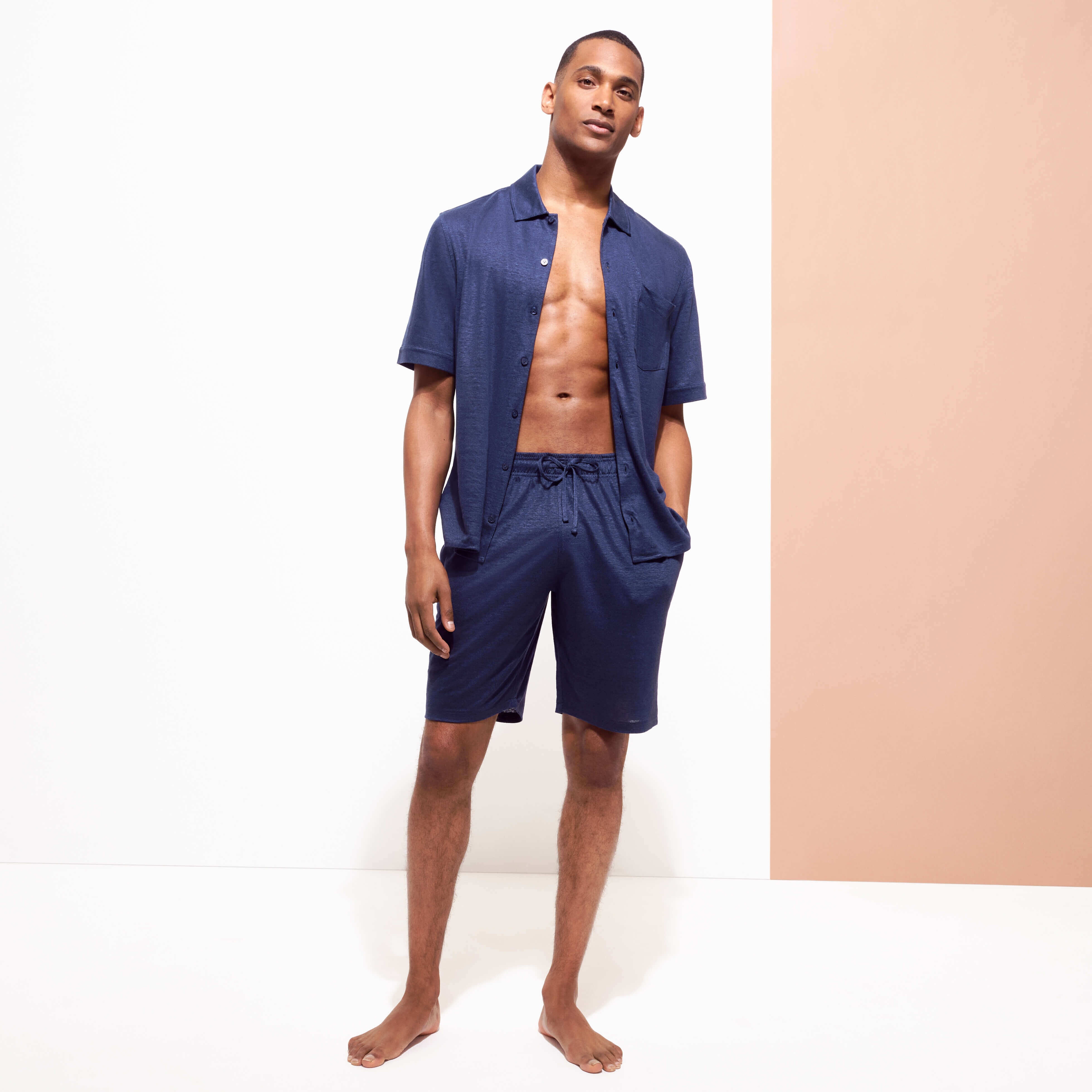 Unisex Linen Bowling Shirt Solid - 5