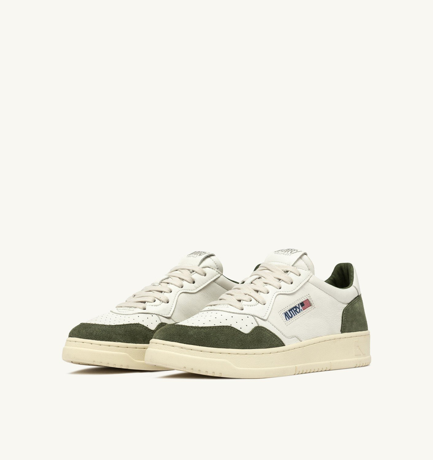 MEDALIST LOW SNEAKERS IN WHITE AND MILITARY LEATHER SUEDE - 4
