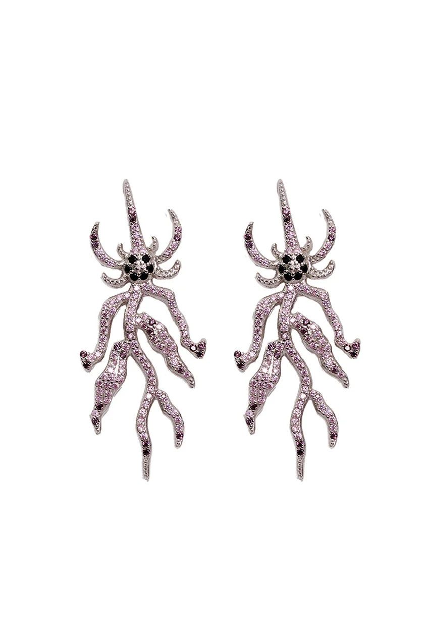 LIGHT ROSE SPIKE MONSTER EARRING - 1