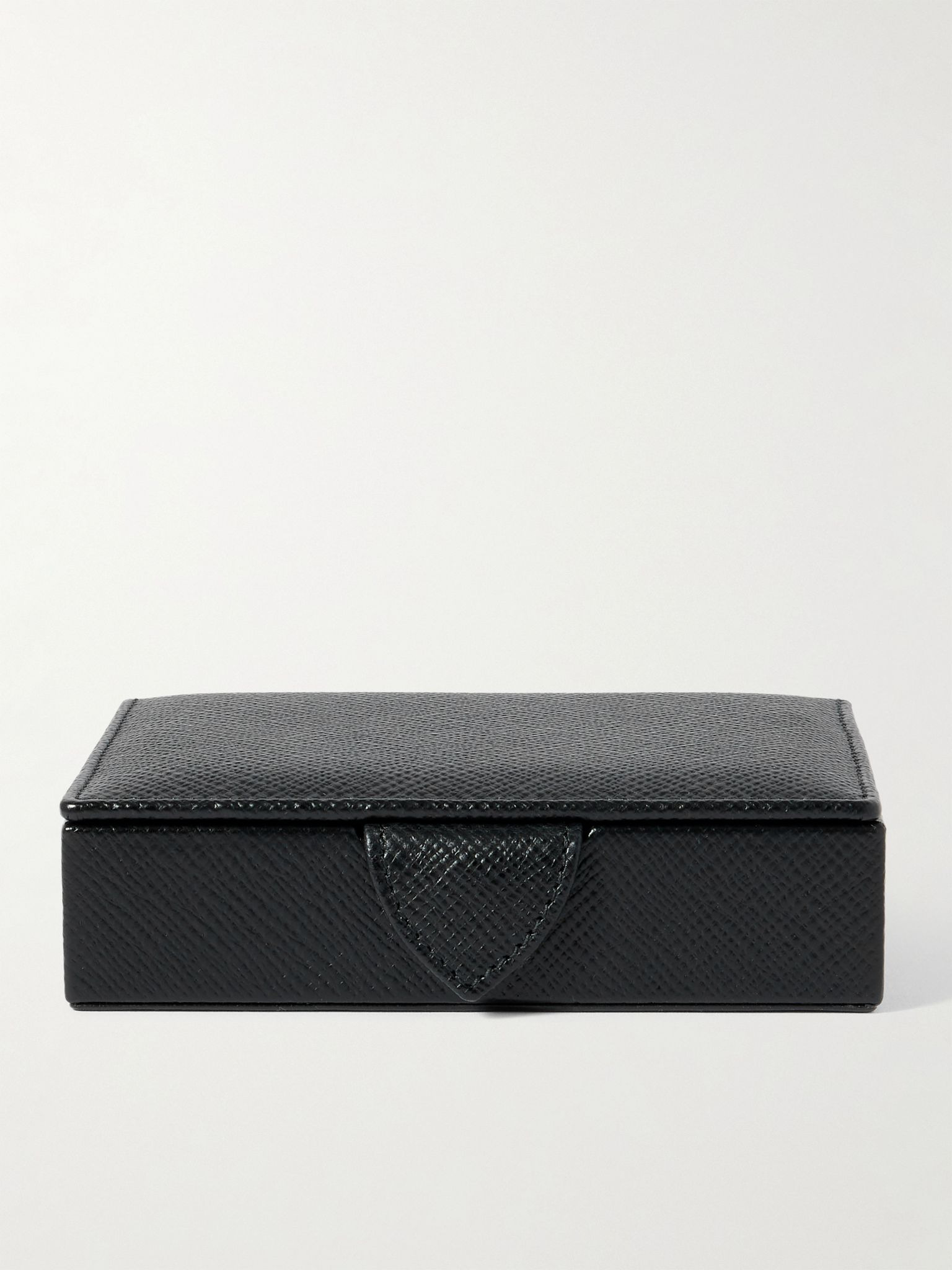 Small Panama Cross-Grain Leather Trinket Box Black - 2