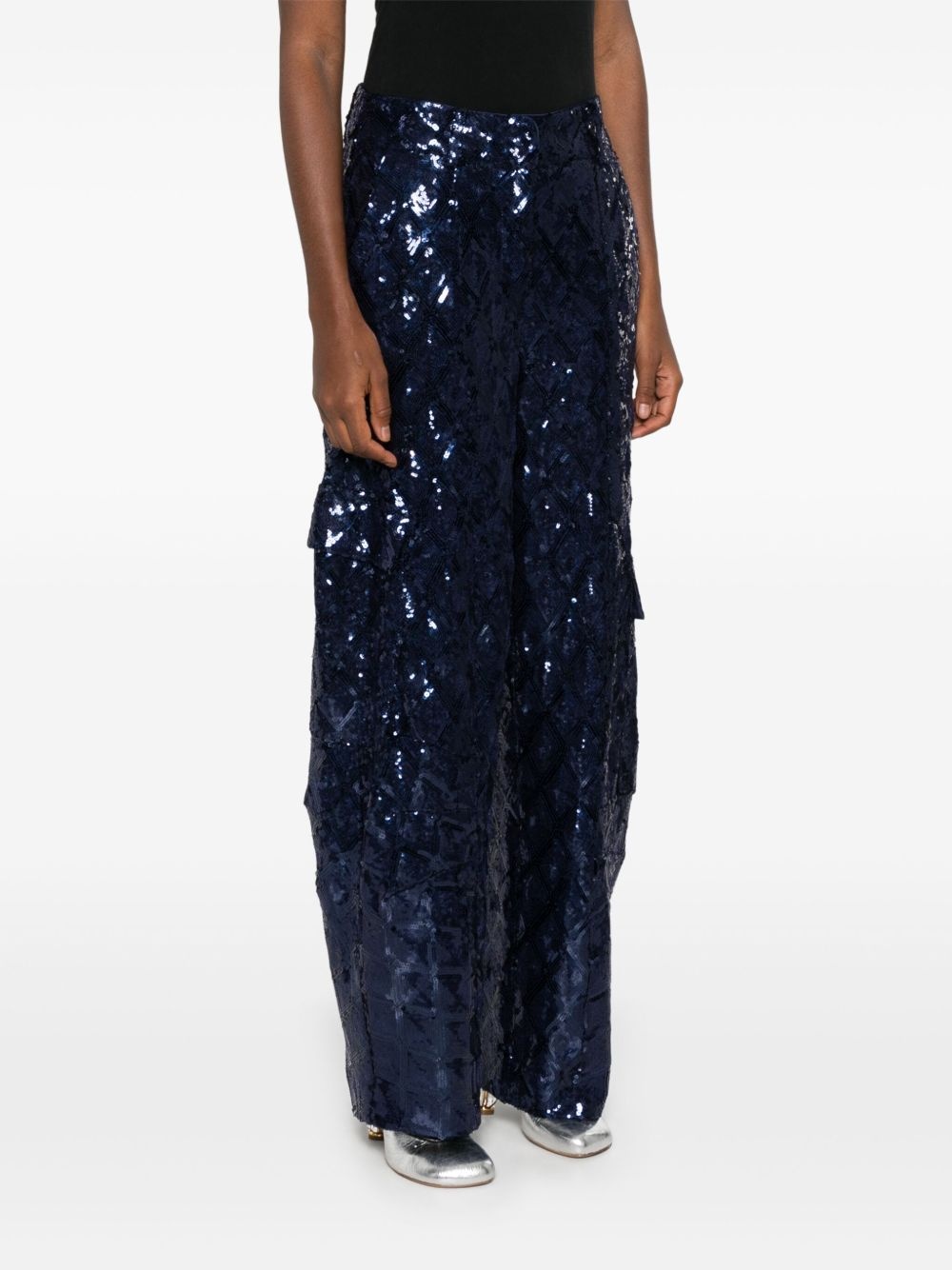 sequinned cargo pants - 3