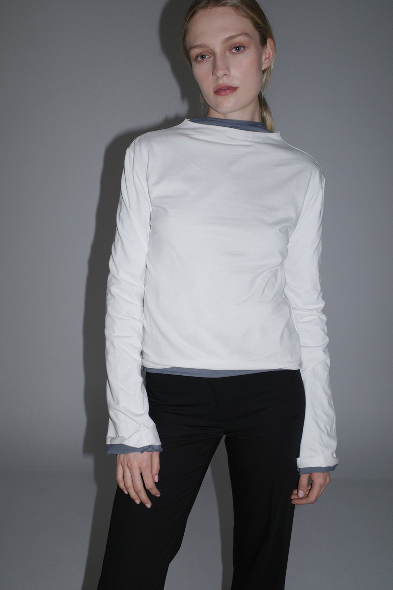 Funnel Neck Long Sleeve - White 5