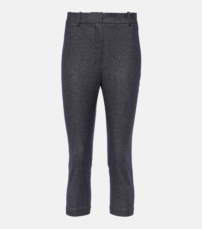 High-rise wool and cotton cropped pants - 1
