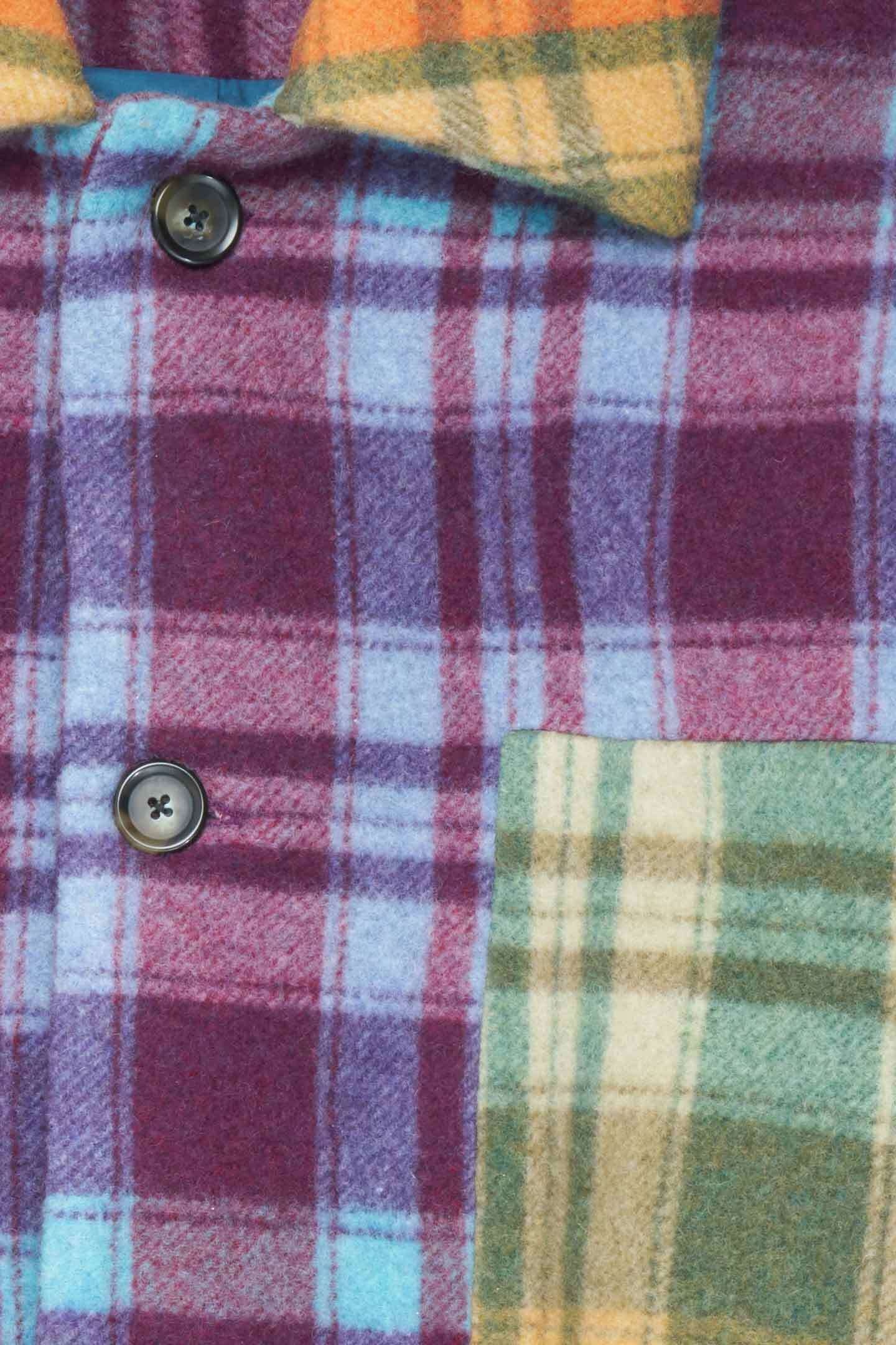 FELT CHECK PATCHWORK COAT - 3