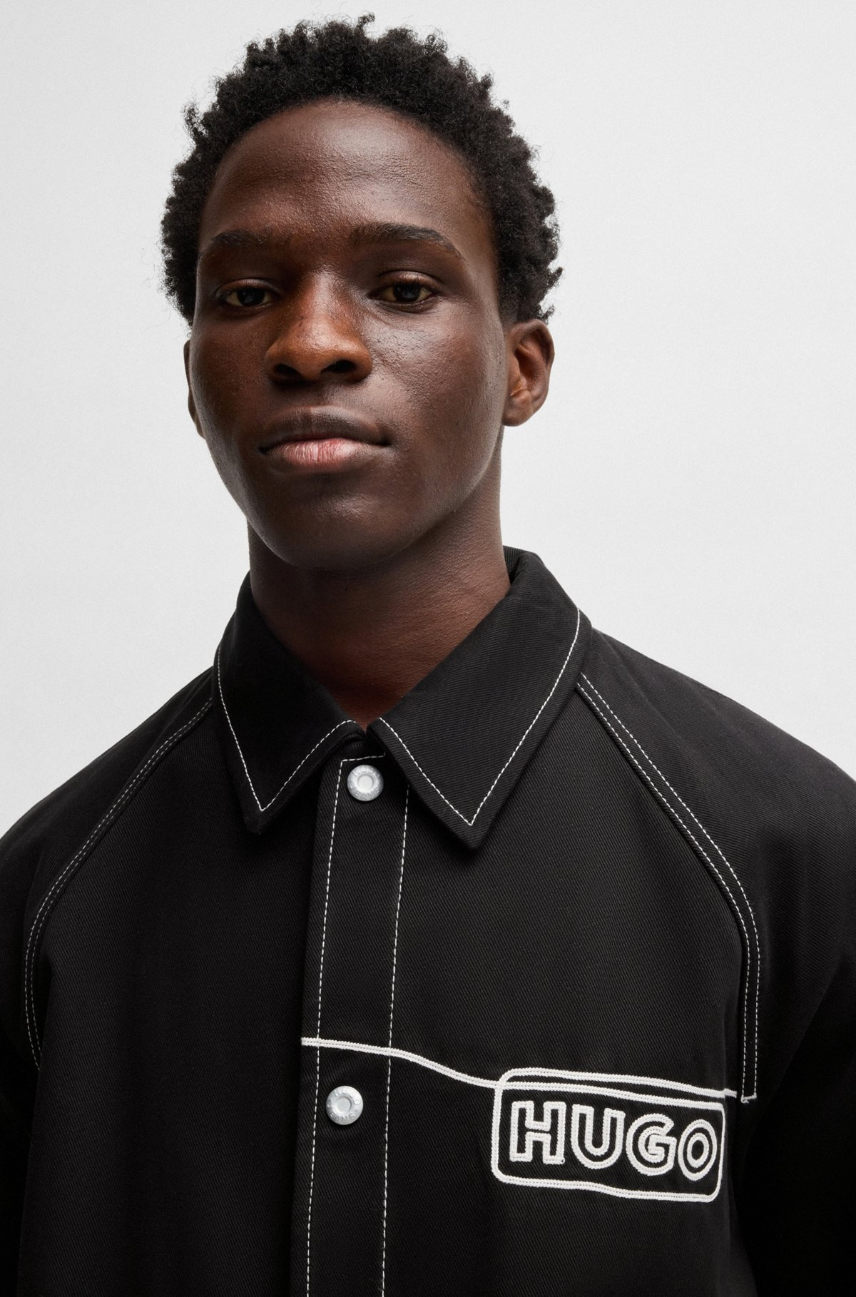 COTTON-TWILL JACKET WITH CHAIN-STITCH LOGO - 5
