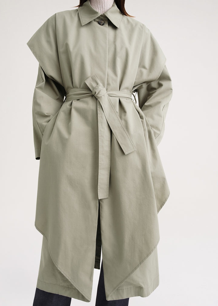 Layered cotton cupro trench wet sand - 5