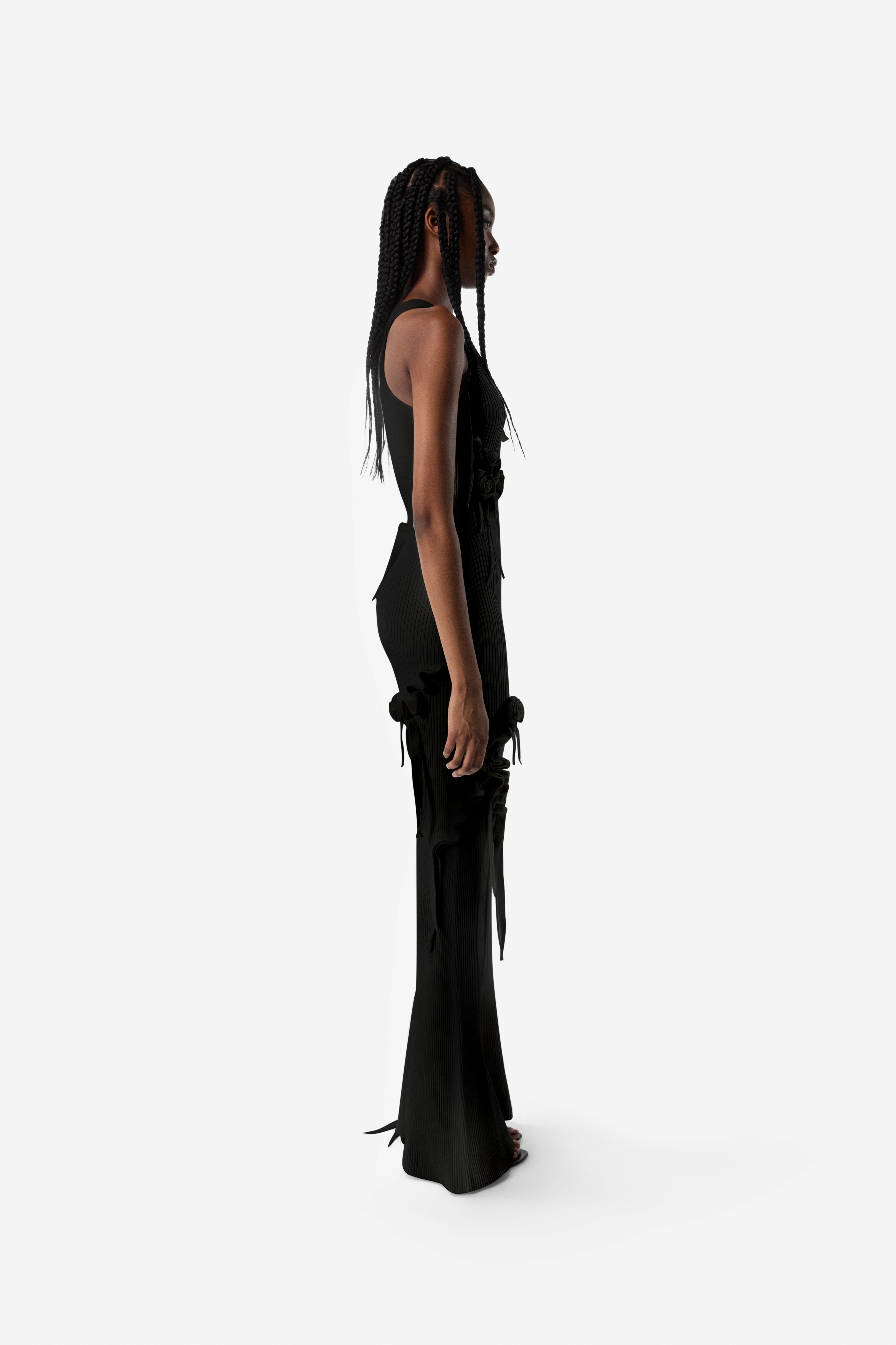 Knitted Ribbon Long Tank Dress - 3