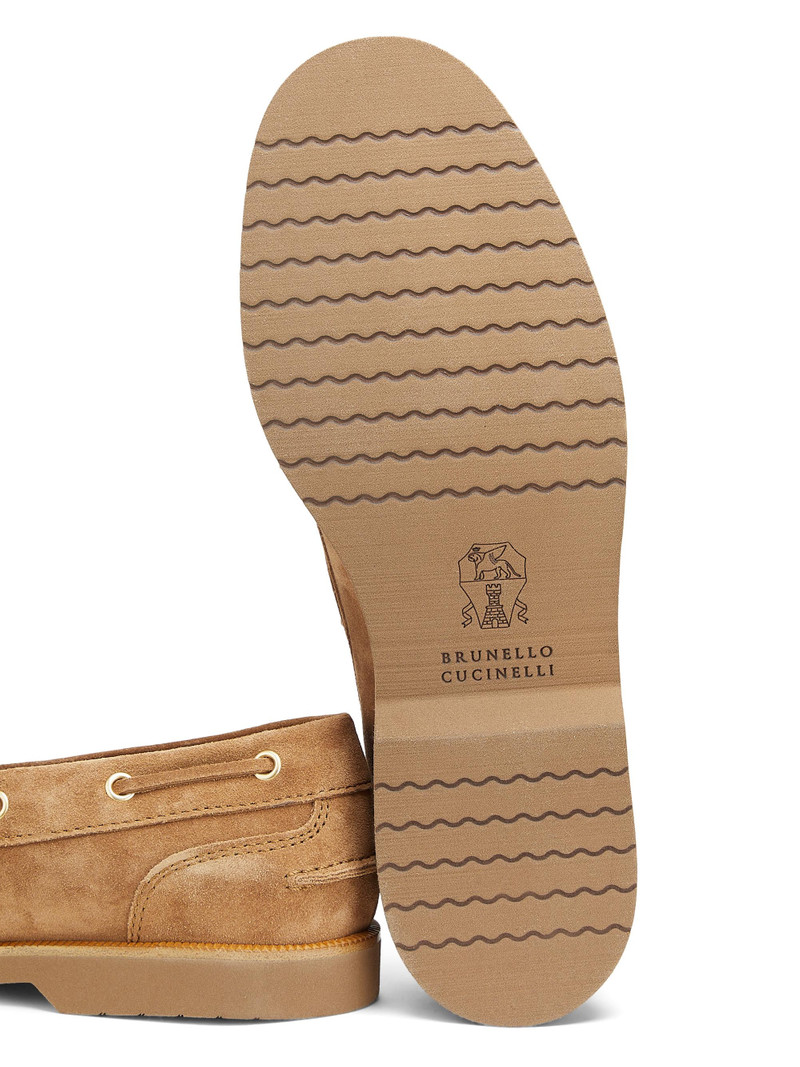 Men's Washed Suede Boat Shoes - Brown 6