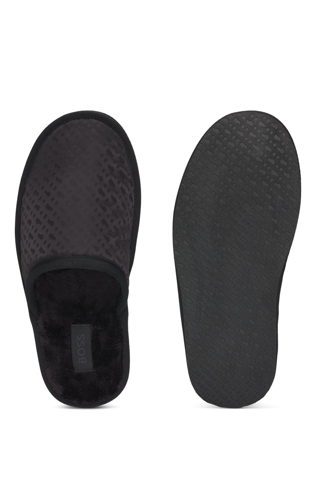 FLEECE-LINED SLIPPERS WITH MONOGRAMMED UPPERS AND OPEN BACK - 3
