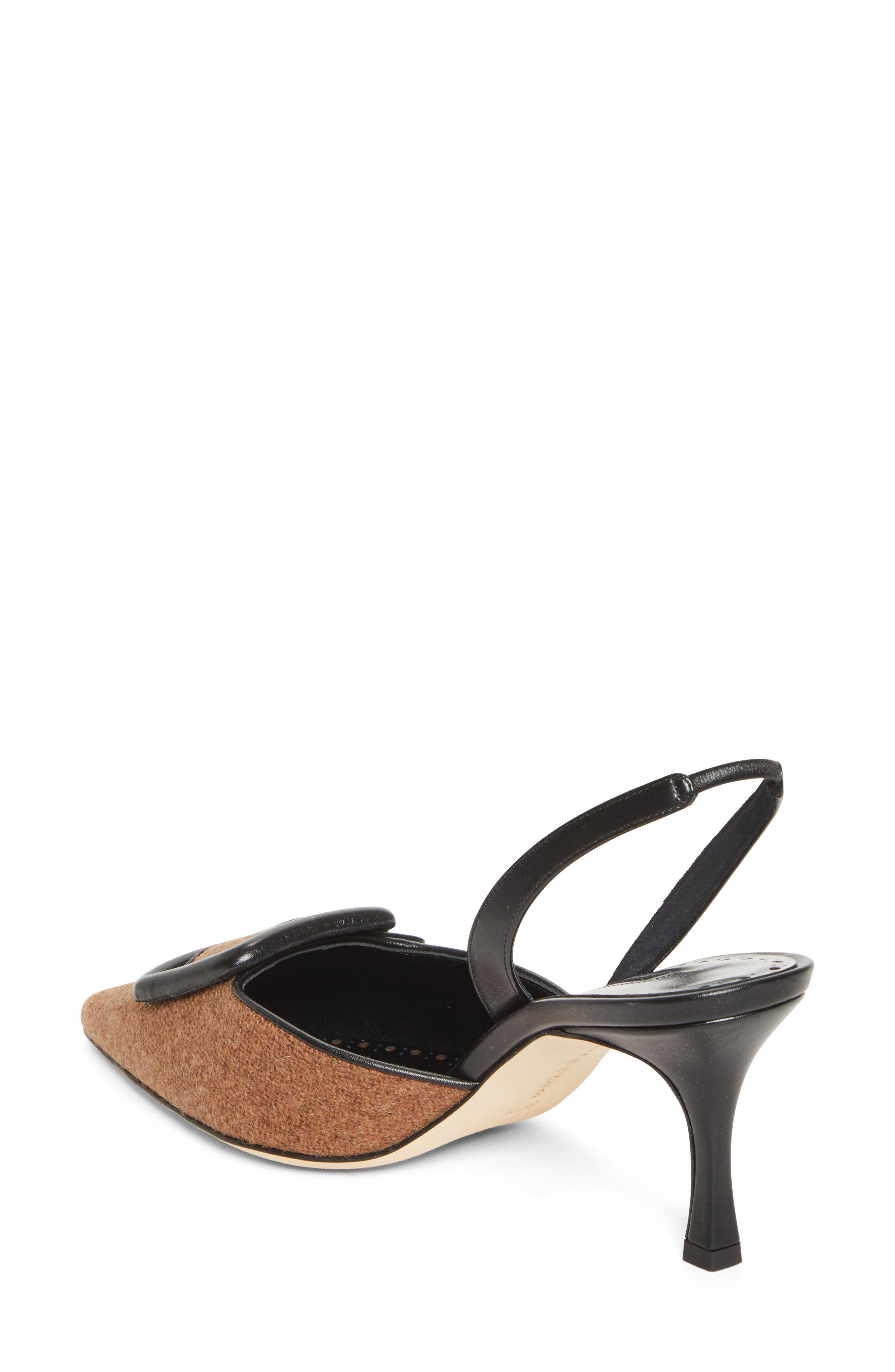 Manolo Blahnik Mayslibi Buckle Slingback Pump in Black/Medium Brown at Nordstrom - 2