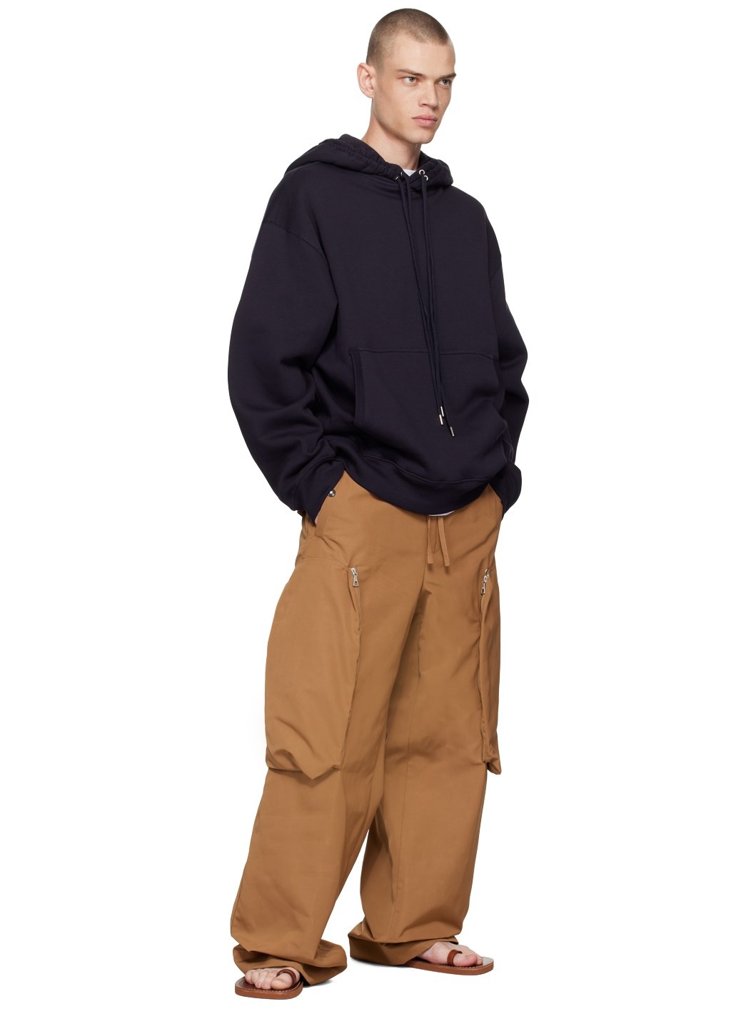 Tan Wide-Leg Cargo Pants - 4