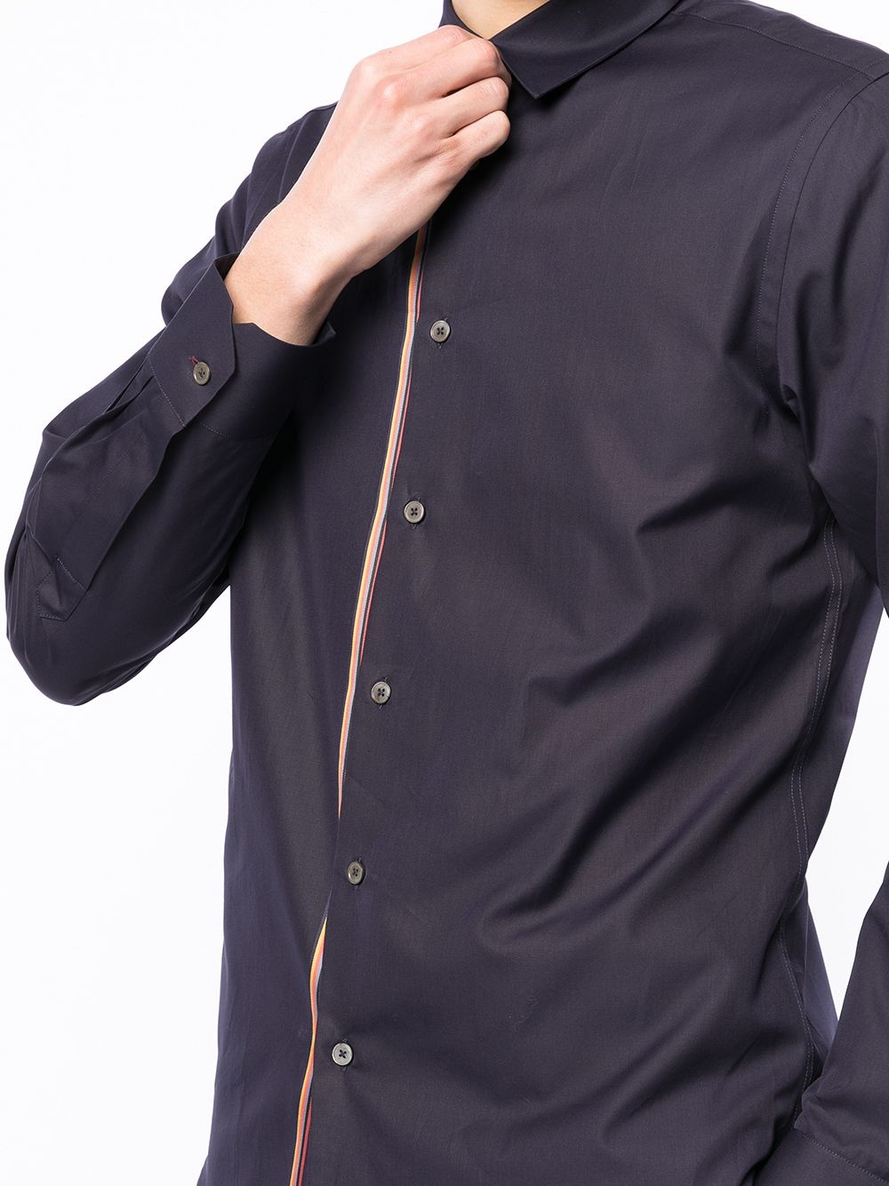 contrasting-stripe detail shirt - 5