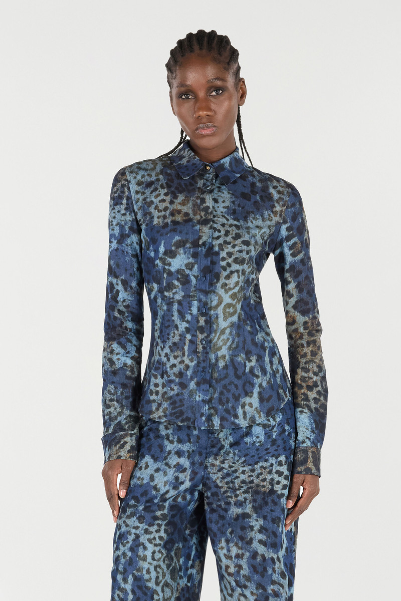 Cotton Shirt with Jaguar Skin Print 3