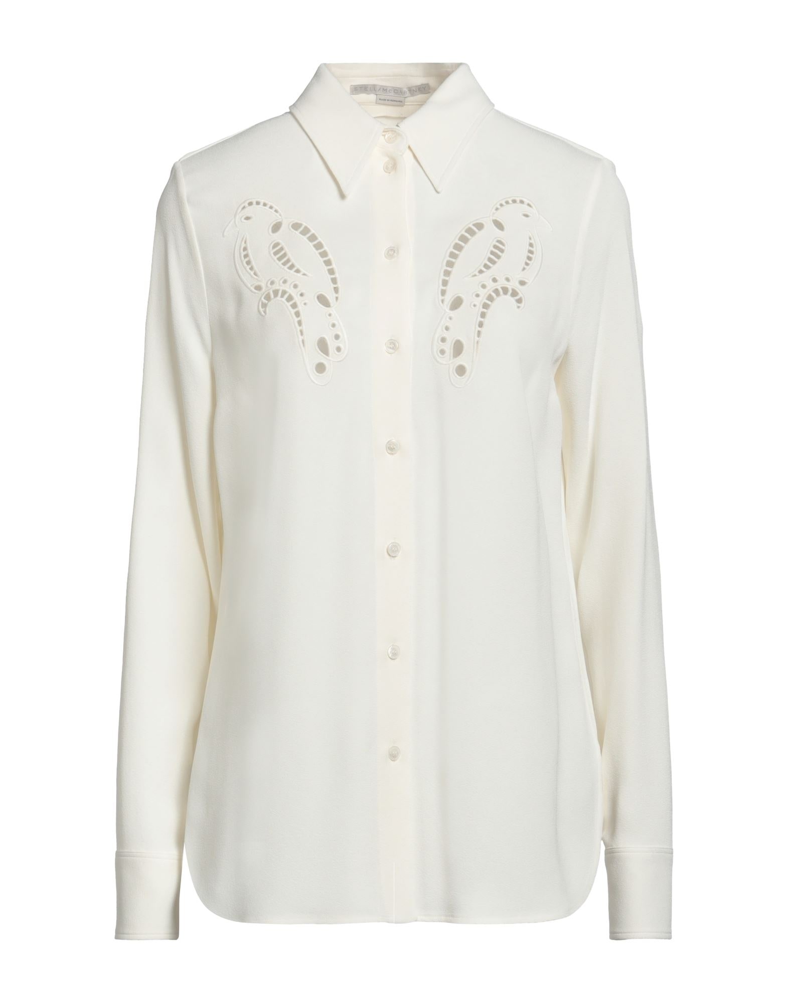 White Women's Solid Color Shirts & Blouses - 1
