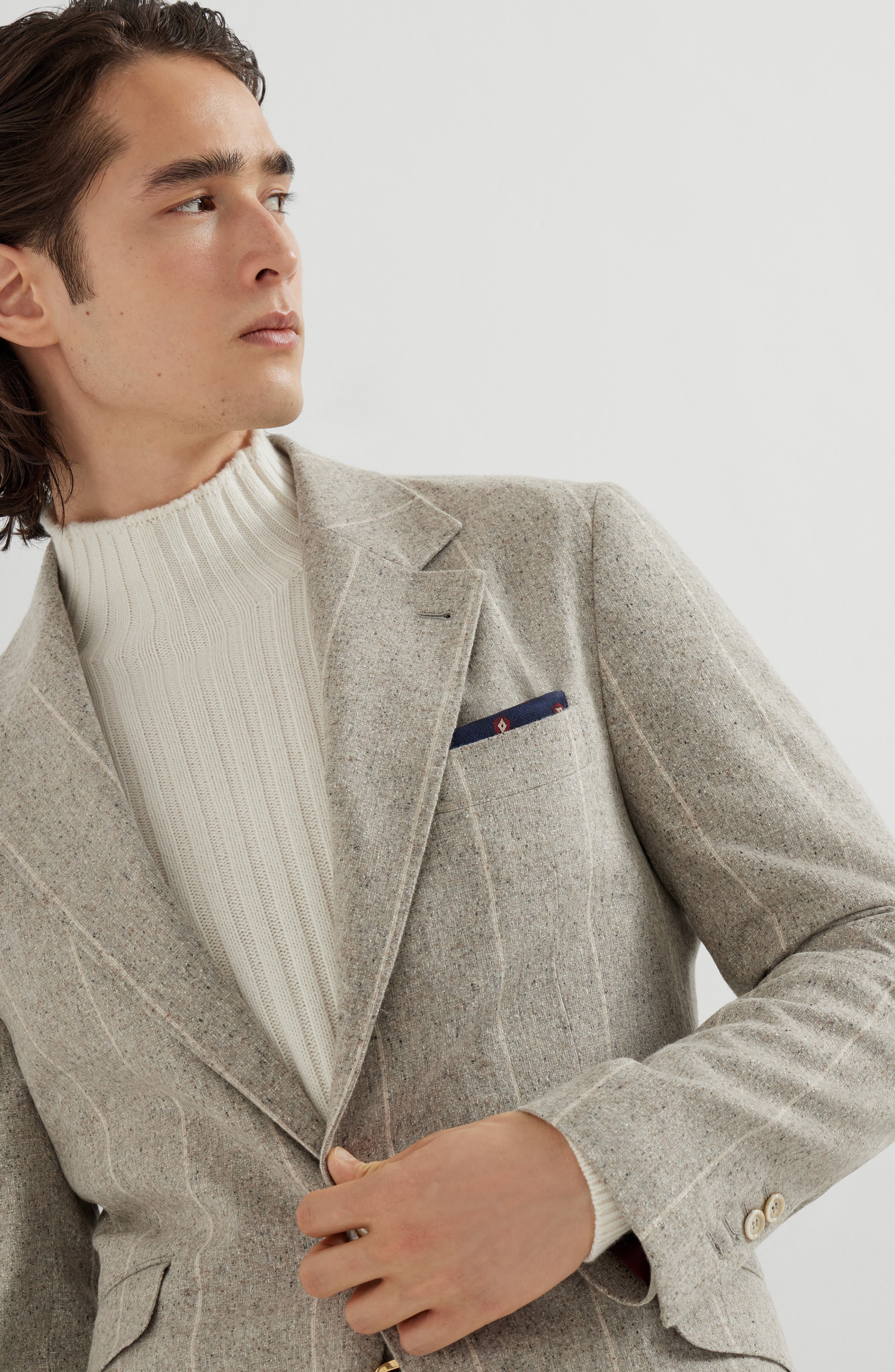 Brunello Cucinelli Deconstructed Cavallo blazer in Salt at Nordstrom - 4