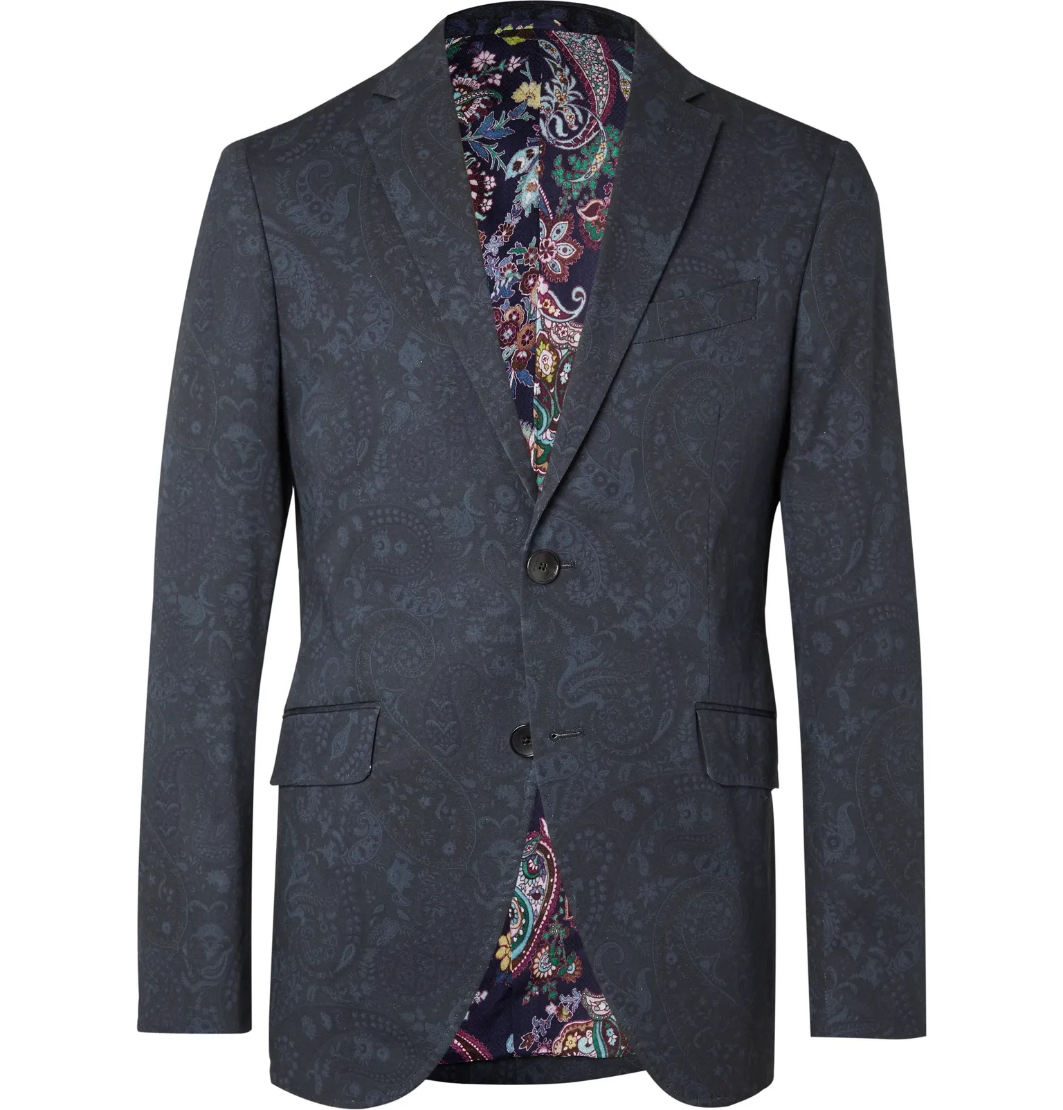 Slim-Fit Paisley-Print Stretch-Cotton Twill Suit Jacket - 7