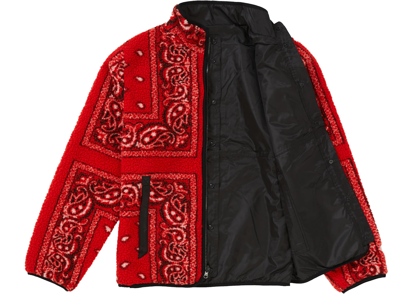 Supreme Reversible Bandana Fleece Jacket Red - 2