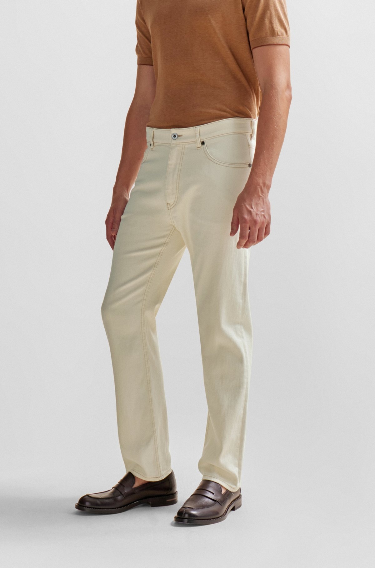 REGULAR-FIT JEANS IN ECRU LUXURY-COMFORT DENIM - 2