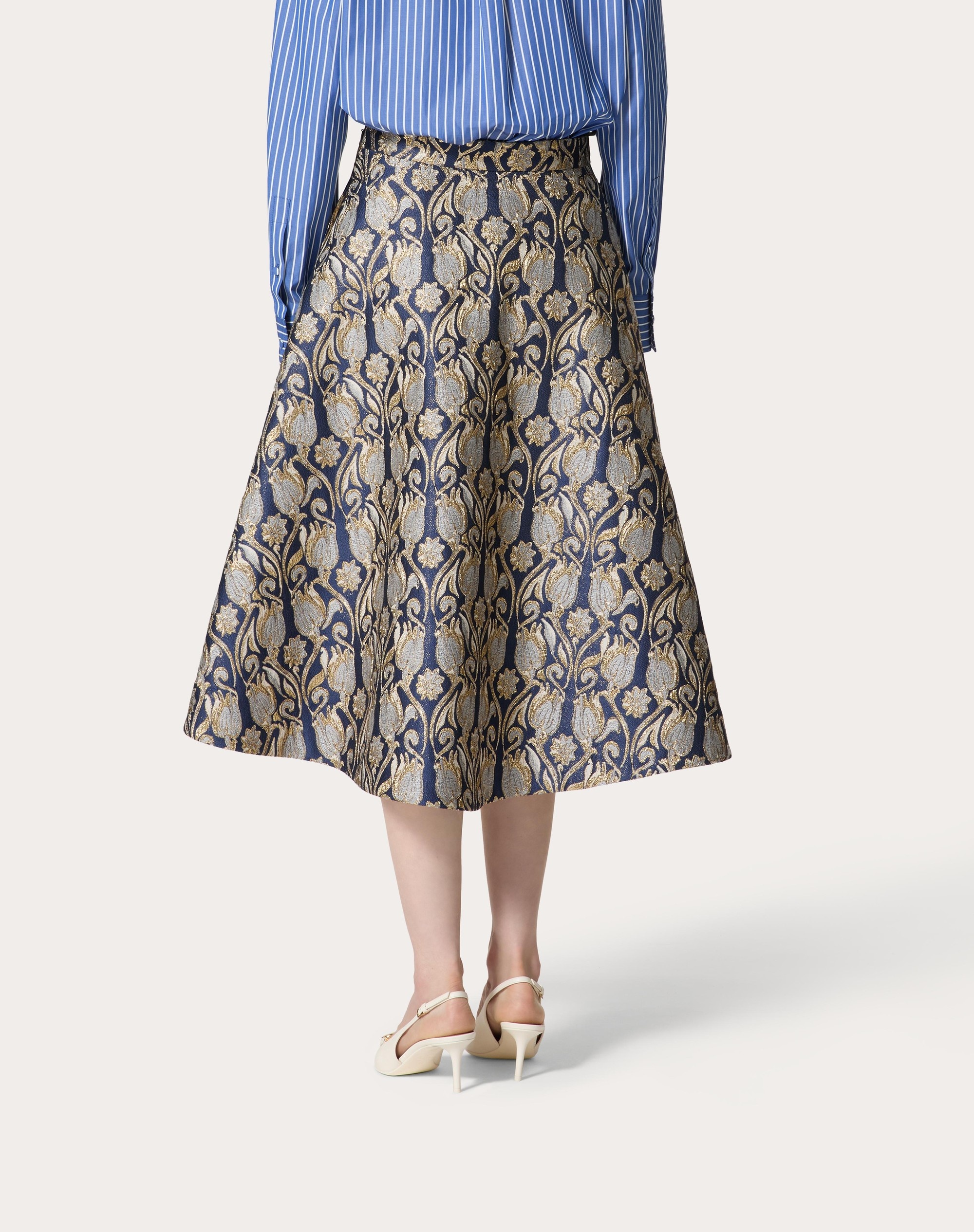 METAMORPHOS TULIPS BROCADE MIDI SKIRT - 4