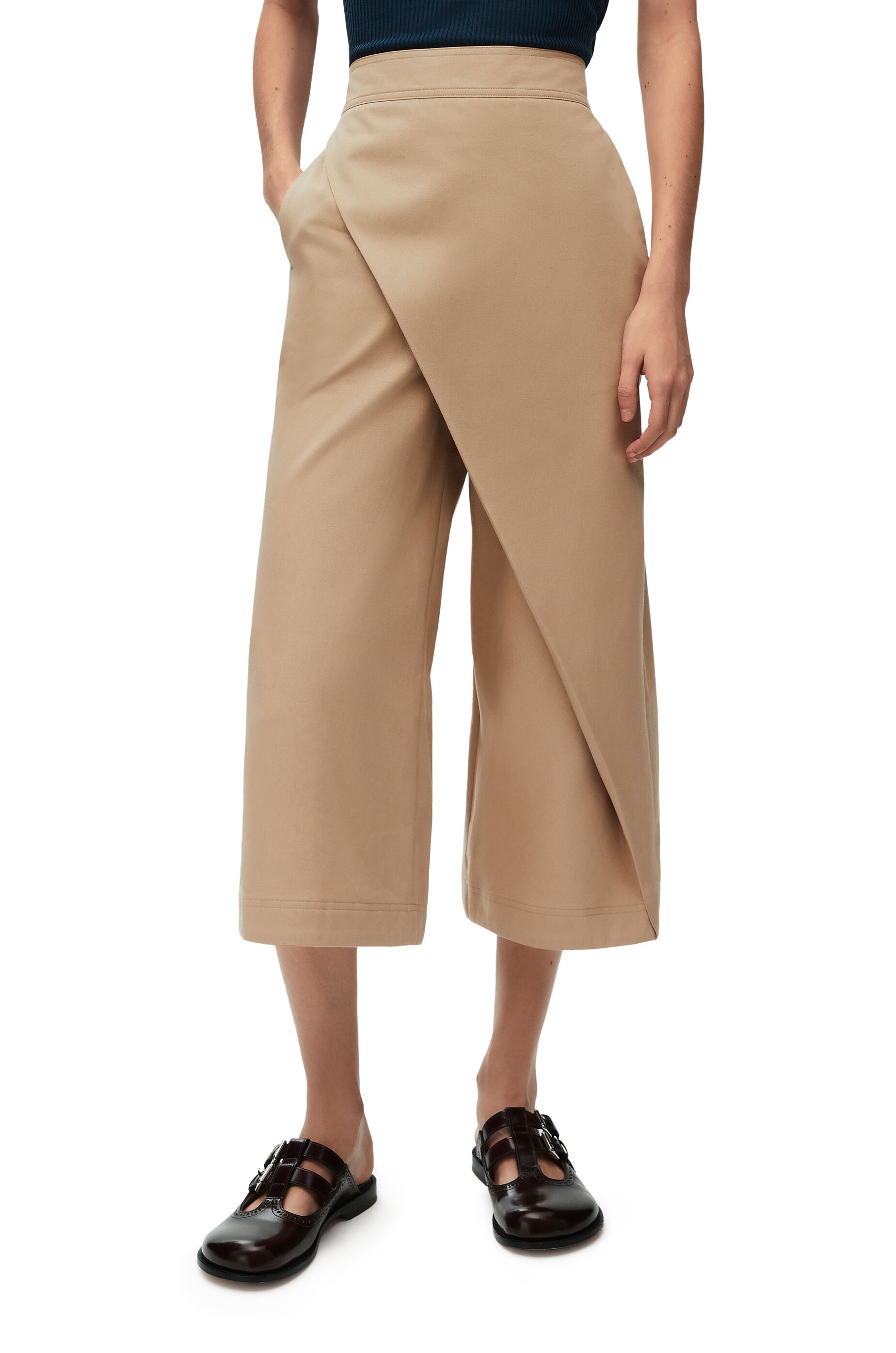 Cropped wrap trousers in cotton - 3