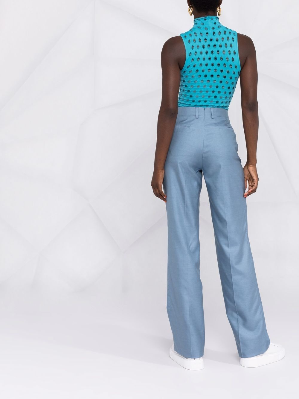 high-waisted silk trousers - 4