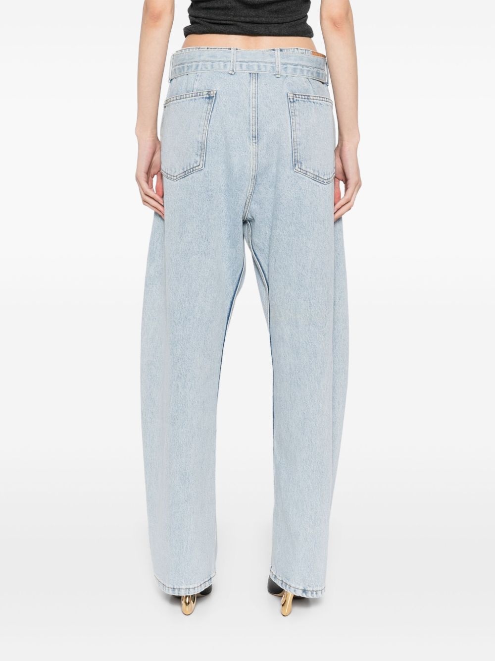 belted straight-leg jeans - 4