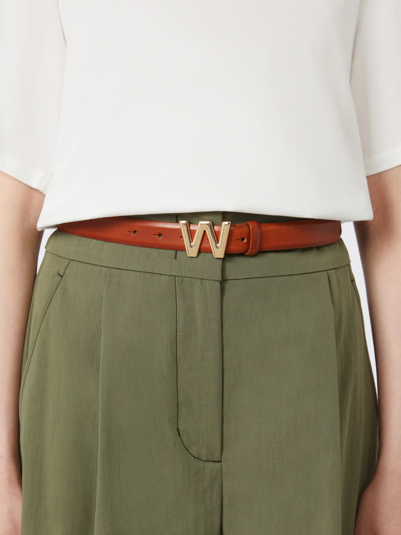 WEST Leather belt with logo buckle - TOBACCO 3