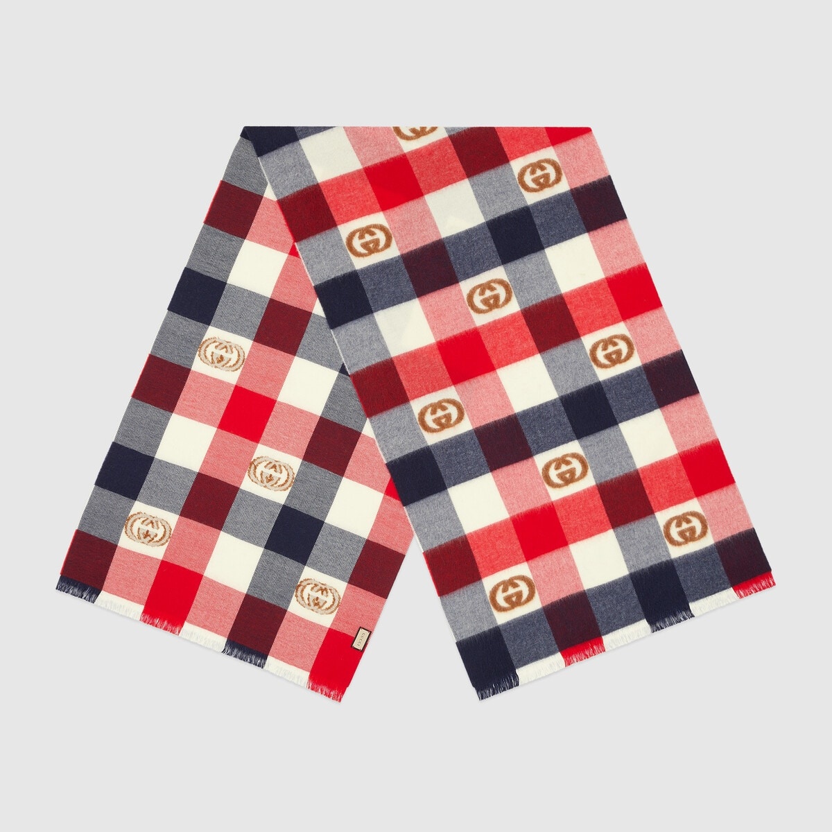 Interlocking G check wool scarf - 2