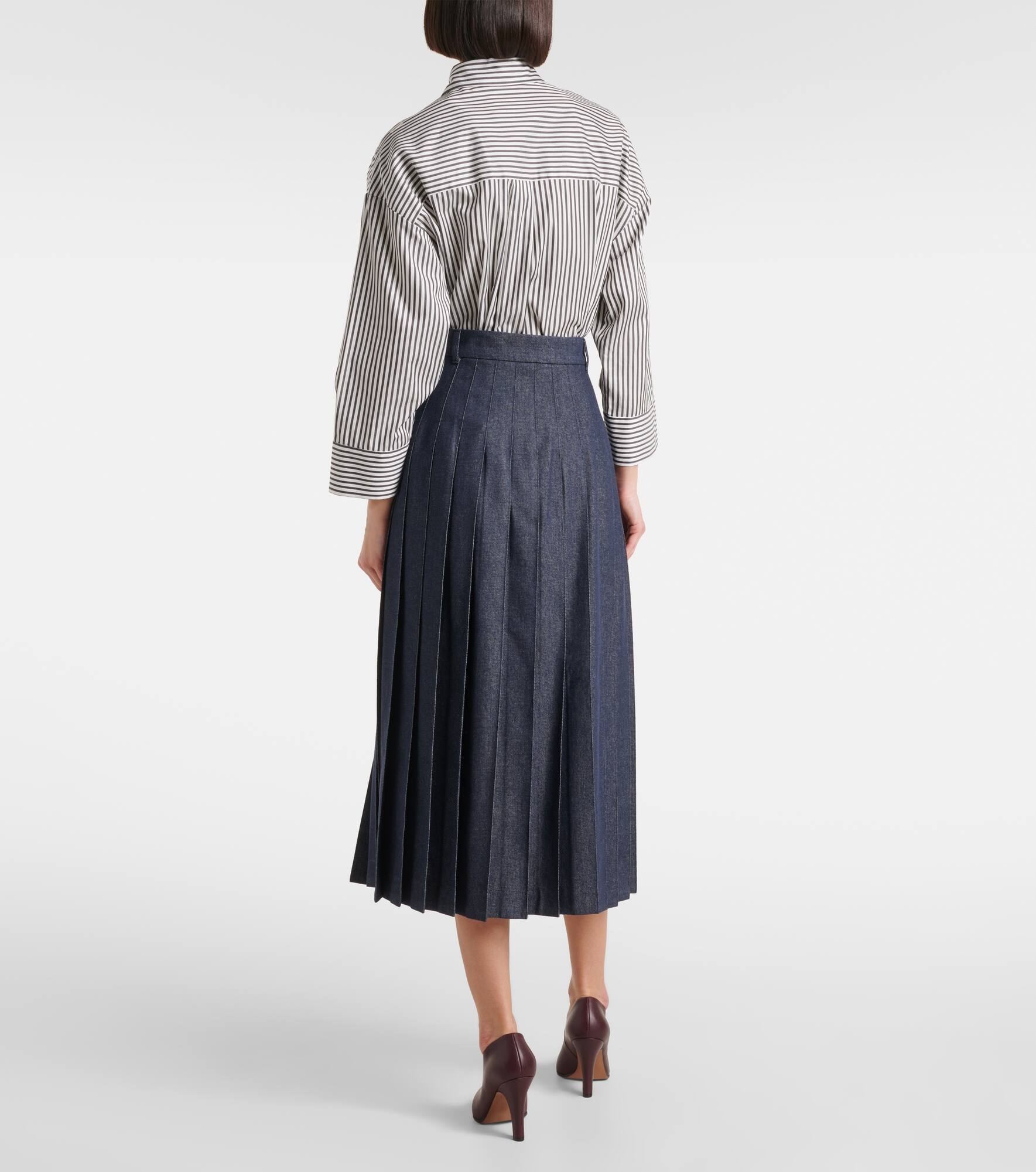 Vale pleated denim midi skirt - 3
