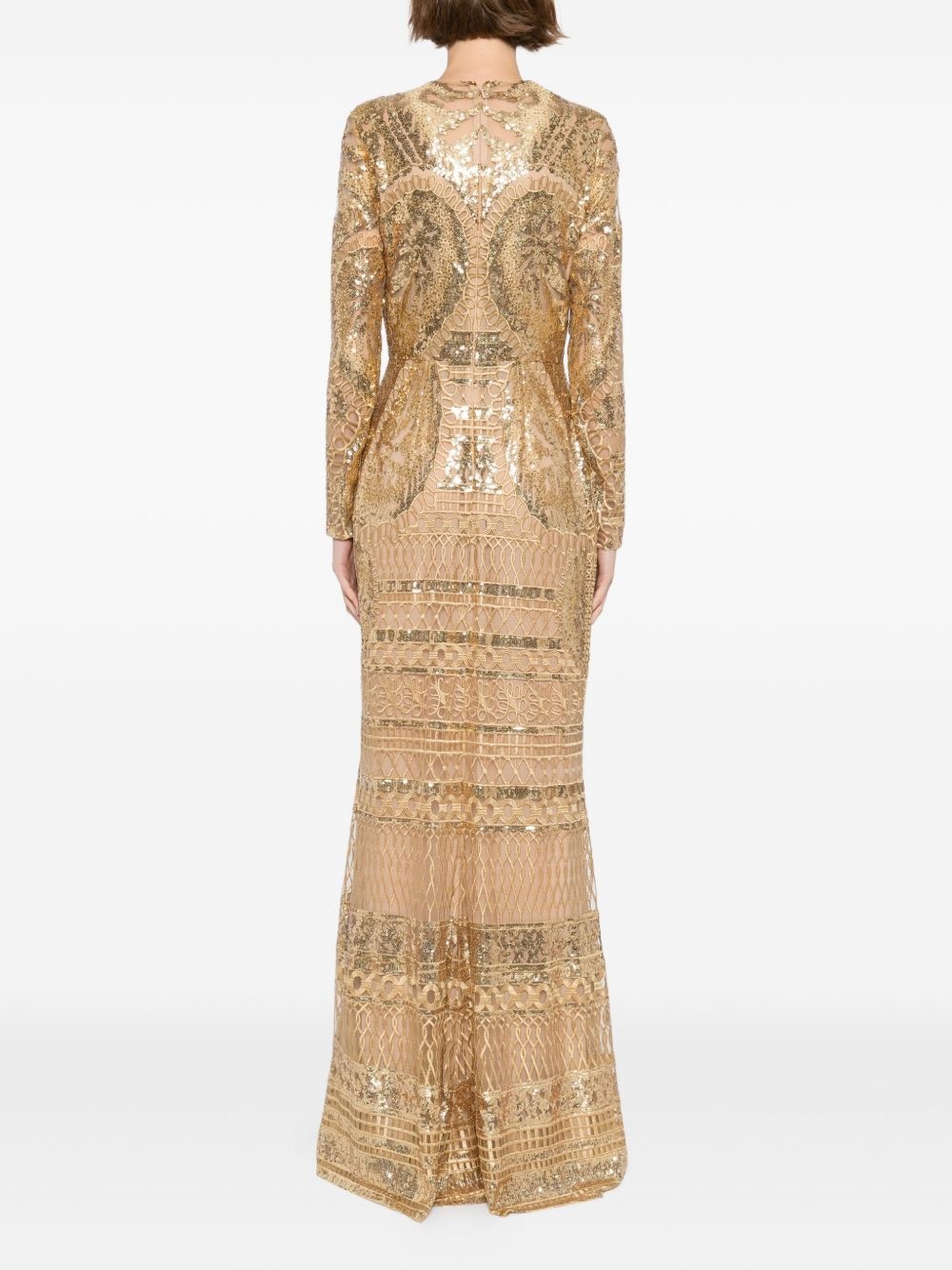 embroidered tulle long dress - 4