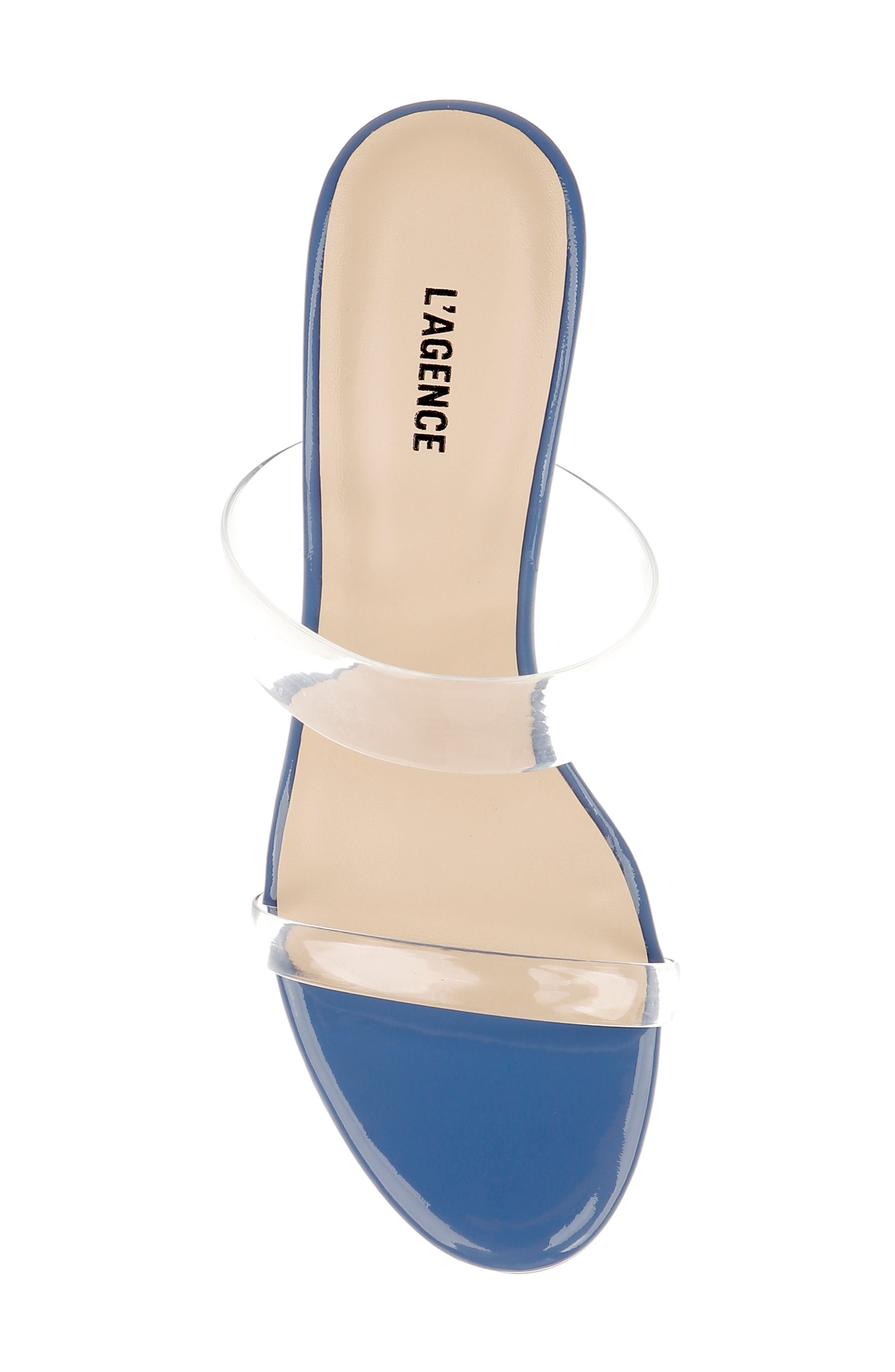 L'AGENCE Idalie Slide Sandal in Blue Vinyl at Nordstrom - 5