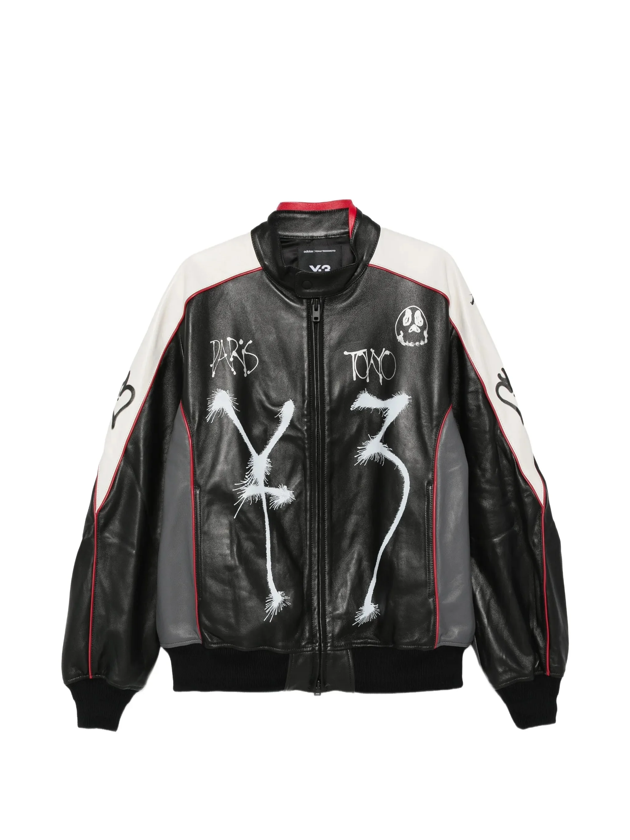 Y-3 Chito Graffiti-print Leather Jacket - 1