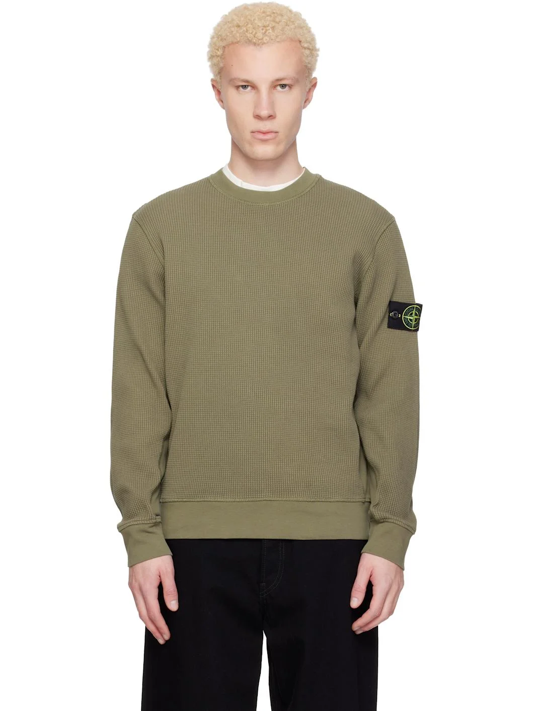 Khaki 6100056 Organic Cotton Waffle Fleece Sweatshirt - 1
