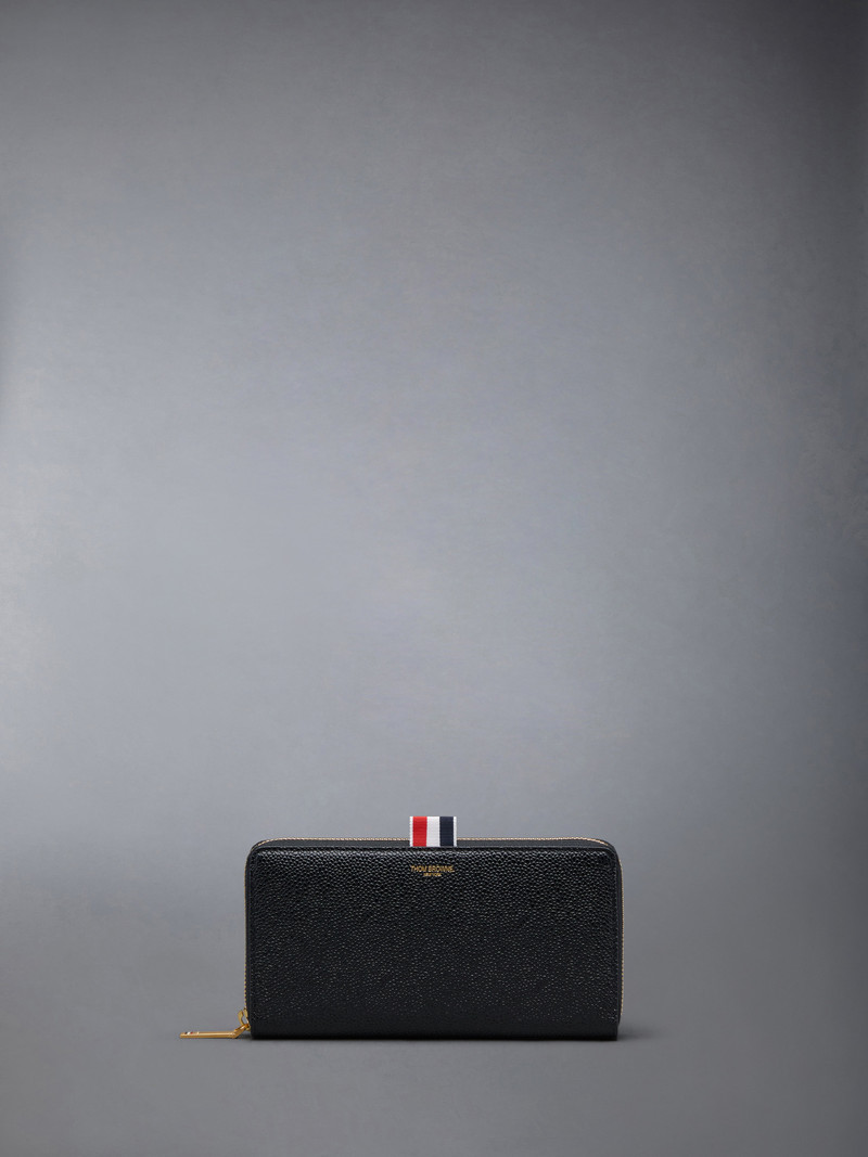 Pebble Grain Leather Slim Long Ziparound Purse 1