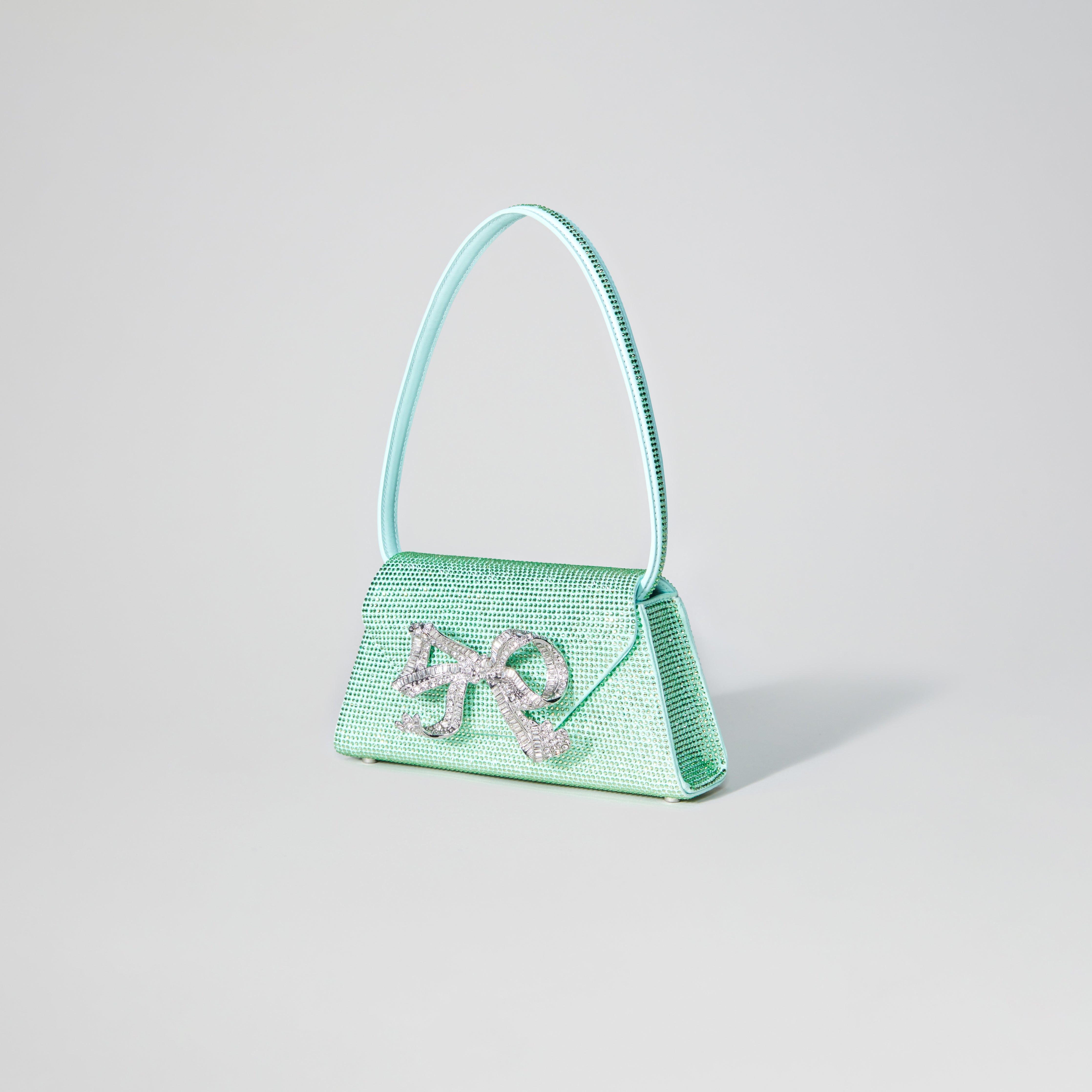 Aqua Rhinestone Bow Mini Shoulder Bag - 2