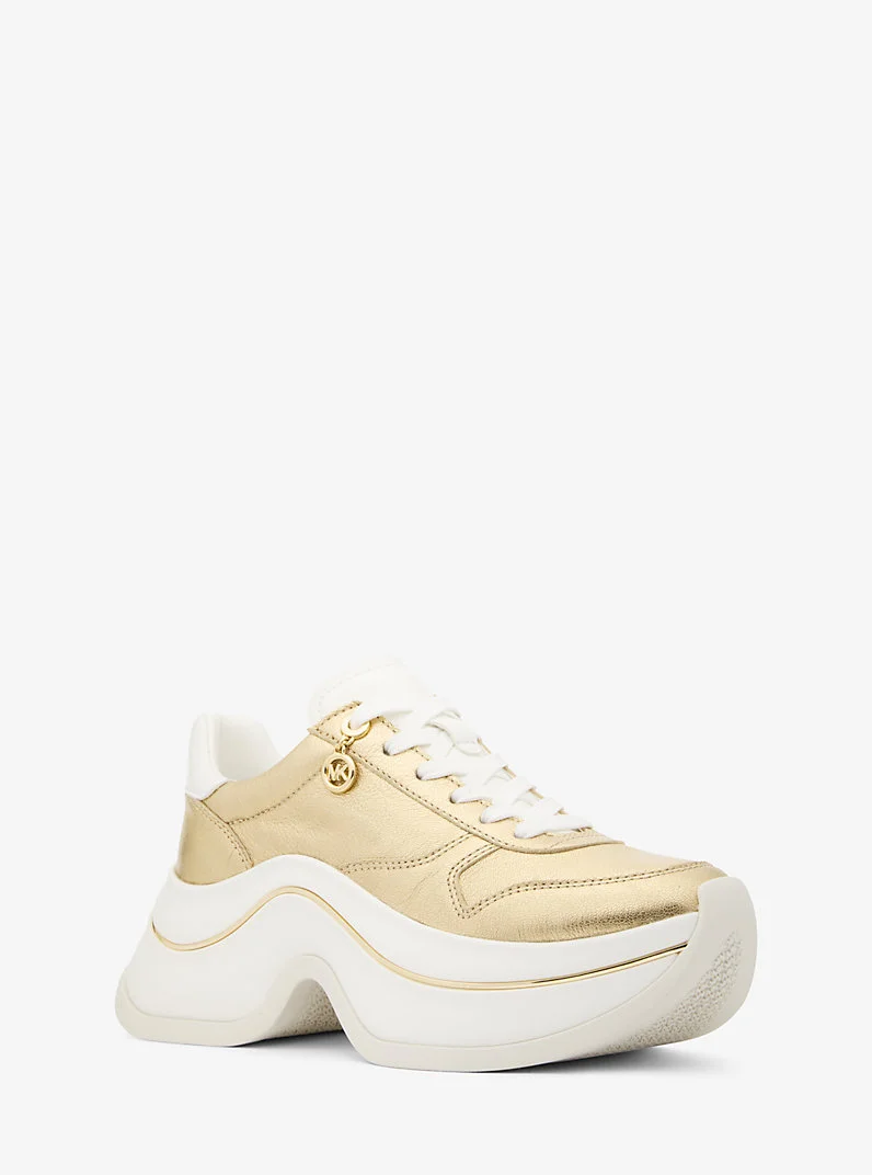Arla Metallic Leather Trainer - 1
