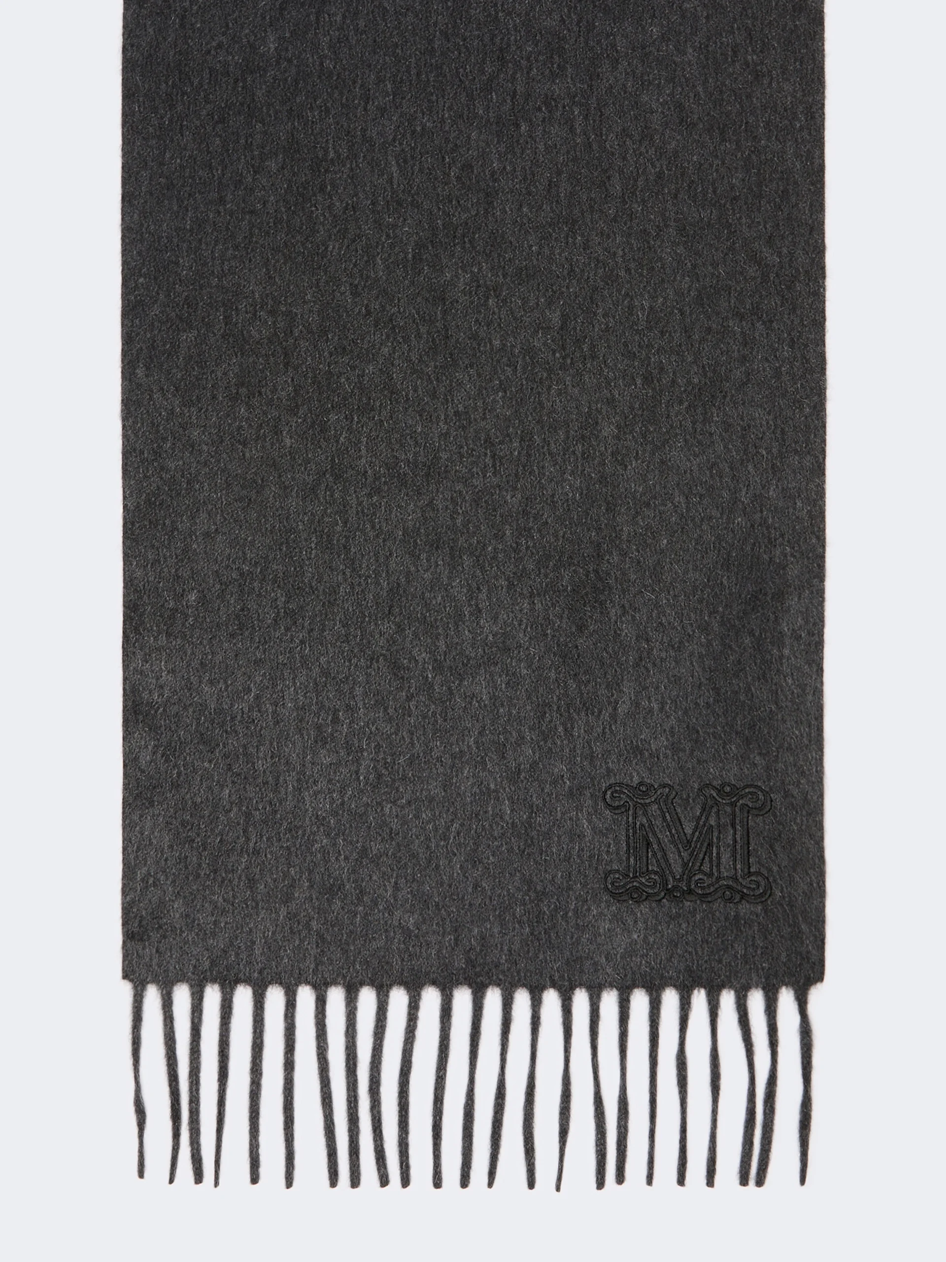 DALIA Cashmere stole with Monogram embroidery - DARK GREY - 1