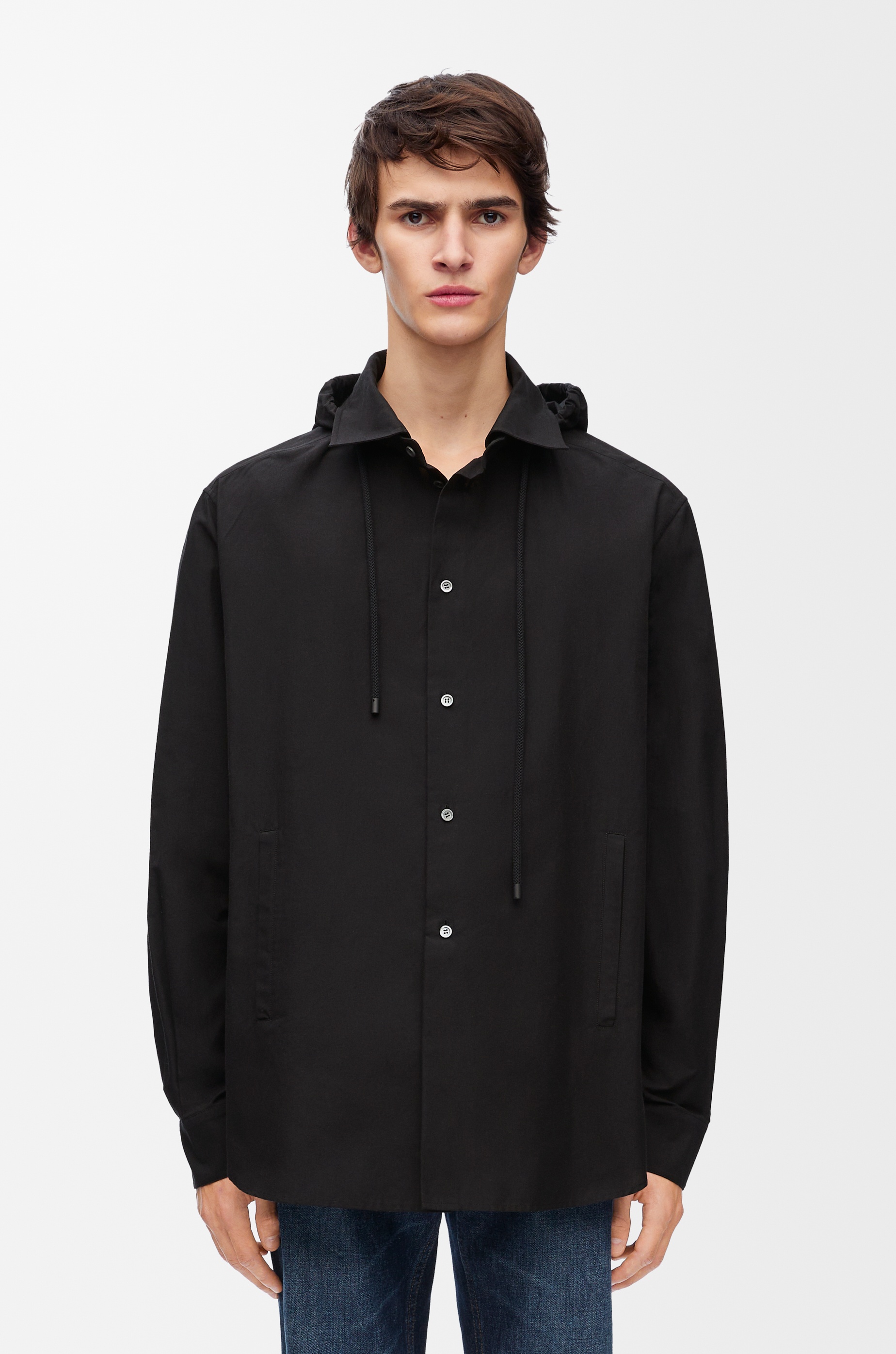 Hooded overshirt in cotton - 3
