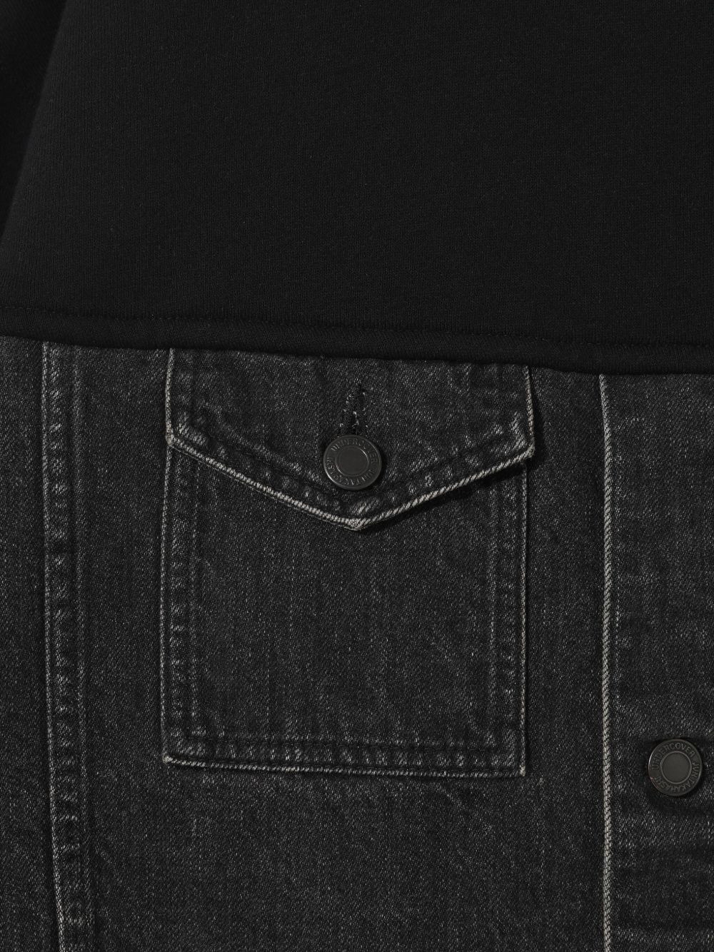 denim-panel cropped sweatshirt - 3