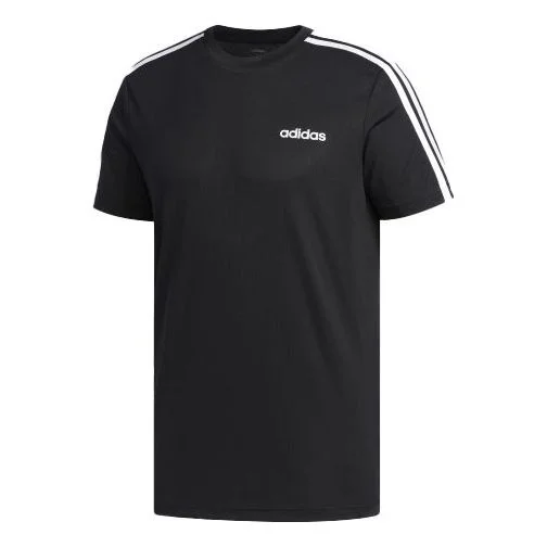 adidas Stripe Logo Alphabet Short Sleeve Black FL0349 - 1