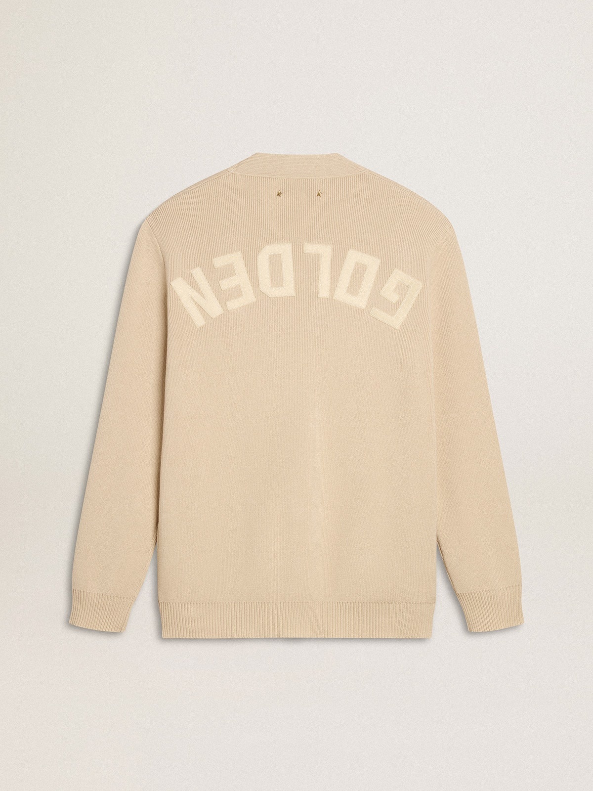 Men’s beige cardigan with 'Golden' lettering on the back - 6