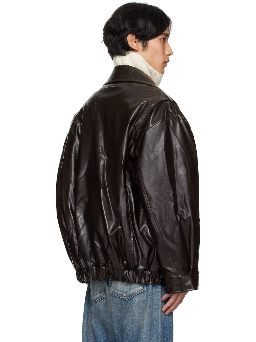 Burgundy Sports Faux-Leather Jacket - 3